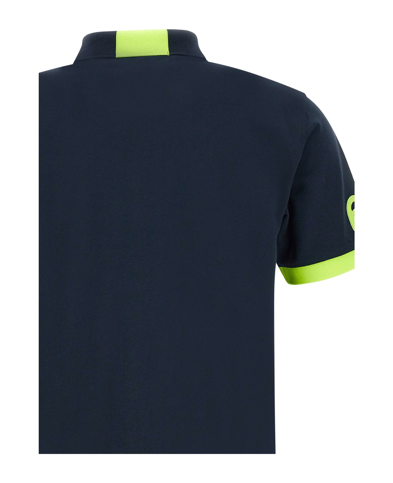 Sun 68 'fluo Logo' Cotton Polo Shirt Polo Shirt - NAVY BLUE
