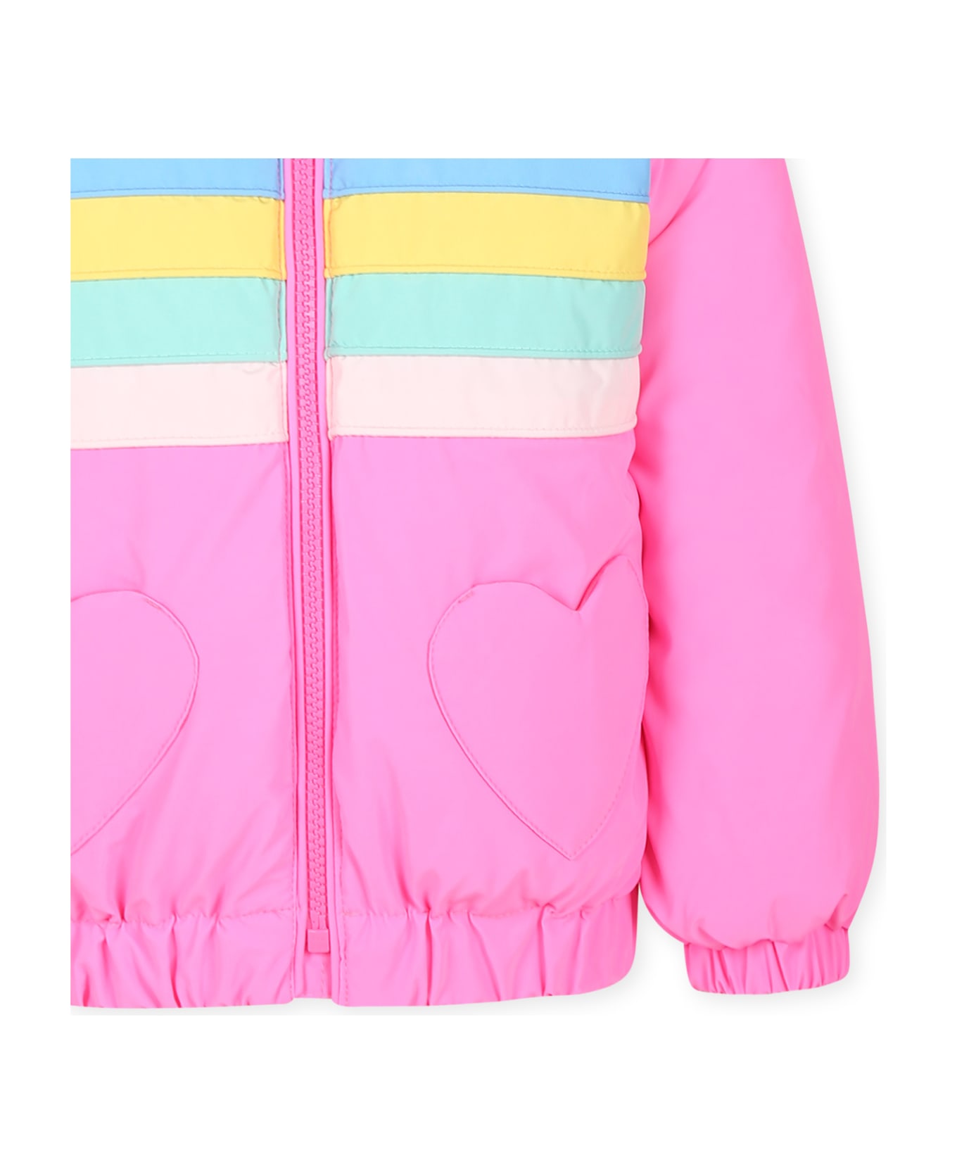 Billieblush Fuchsia Down Jacket For Girl With Hearts - Fuchsia