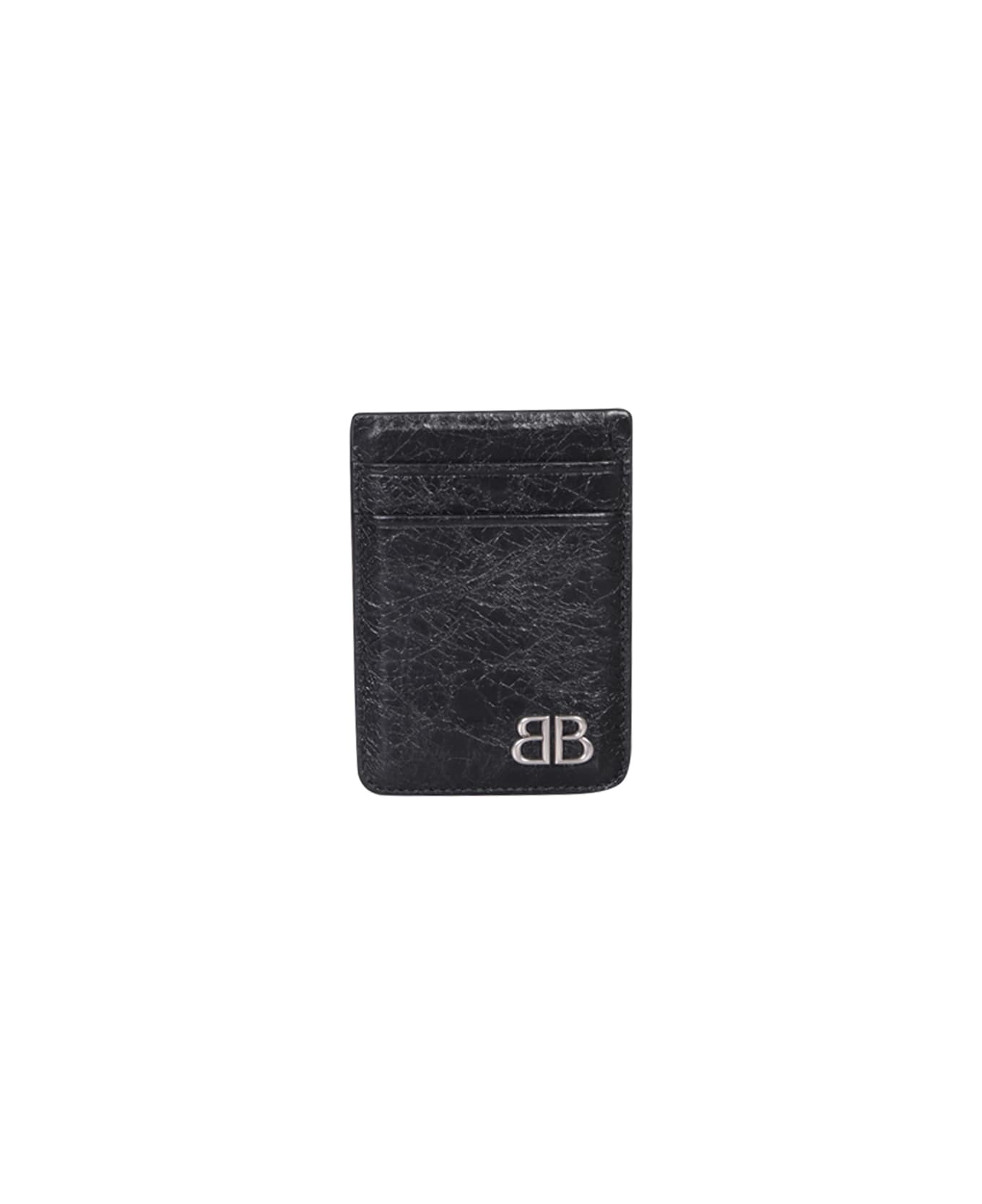 Balenciaga Black Leather Card Holder - Black