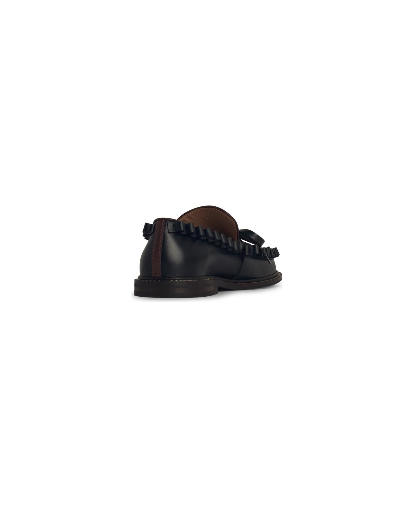 J.W. Anderson 'ruffle' Black Leather Loafers - Nero