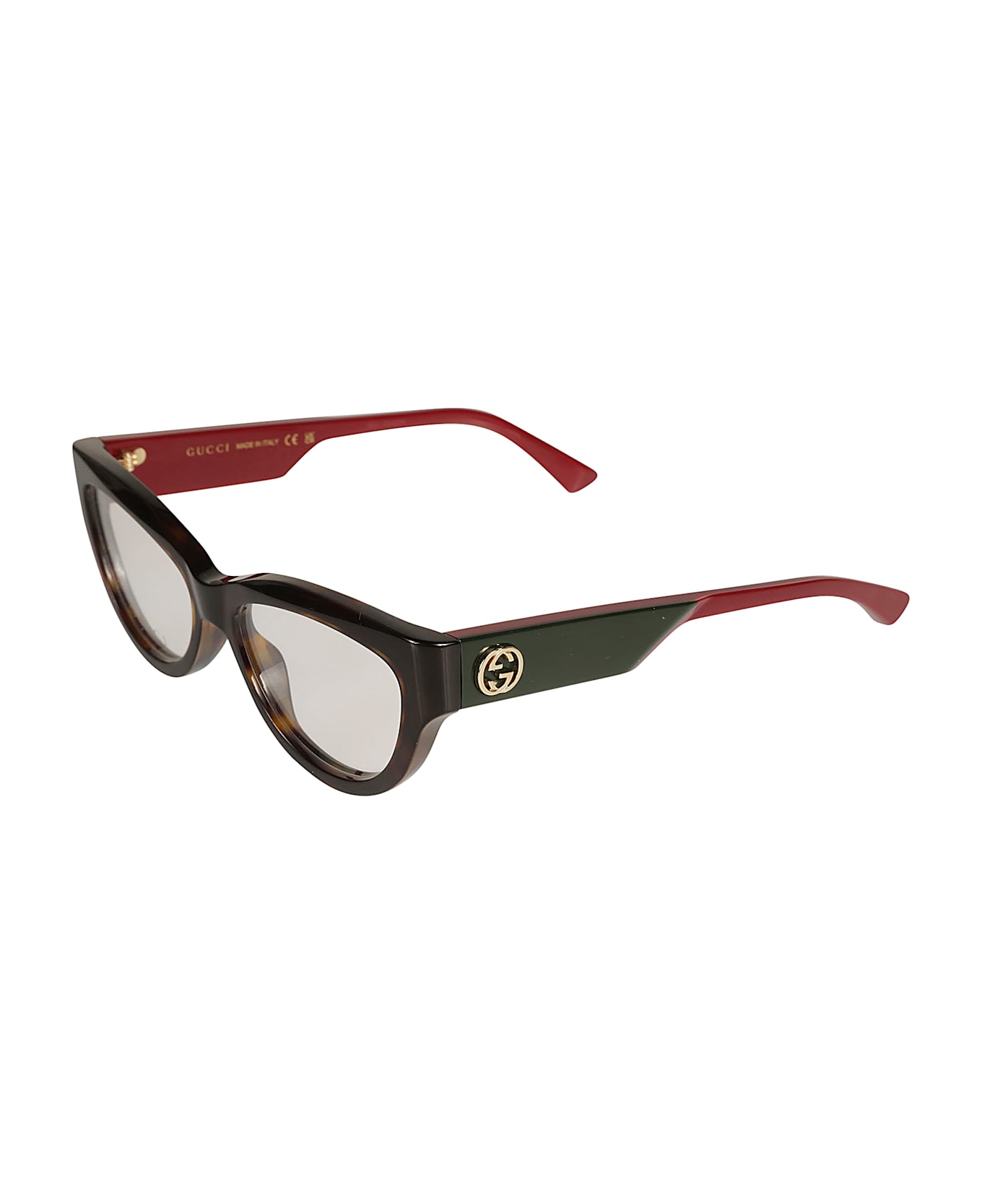 Gucci Eyewear Cat-eye Logo Lens Frame - HAVANA-RED-TRANSPARENT