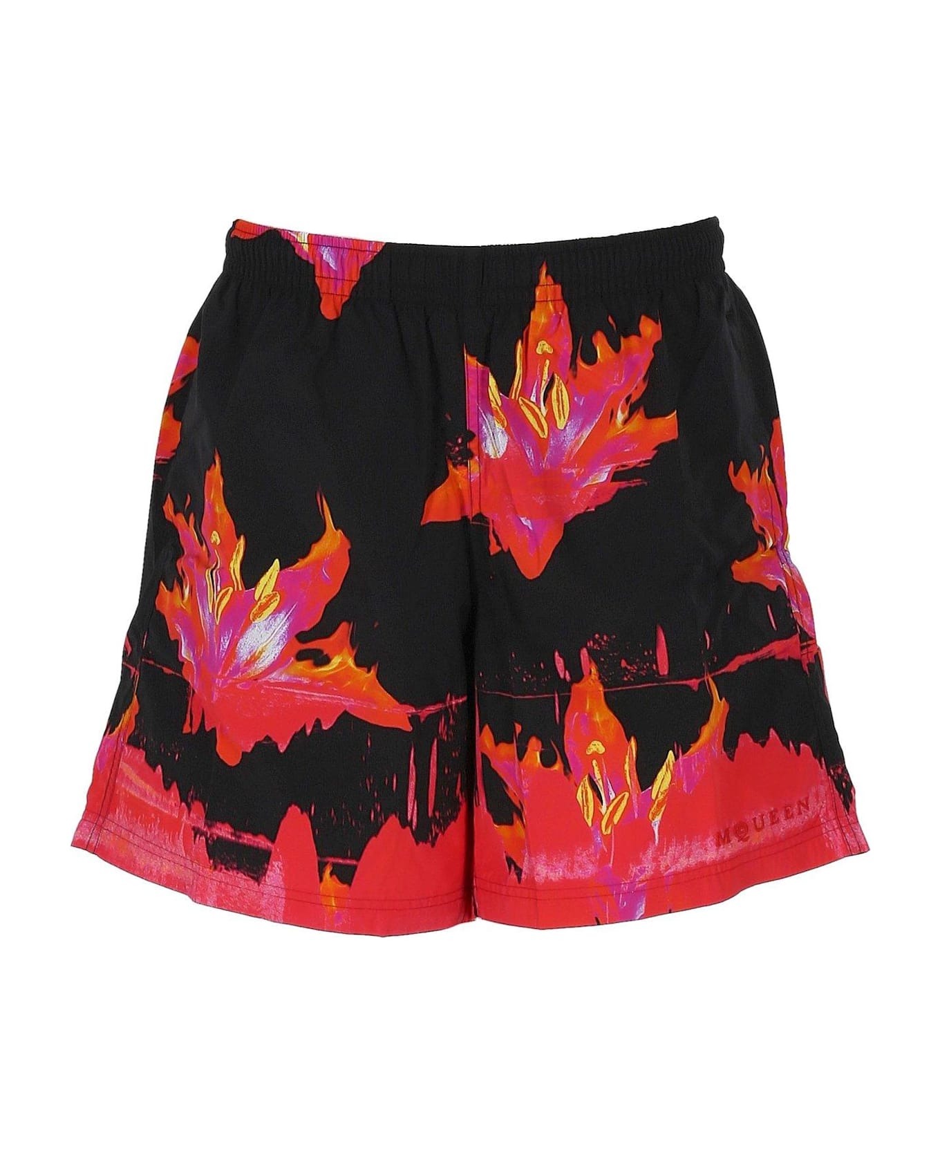 Alexander McQueen Gaphic Printed Swim Shorts - Nero e Rosso