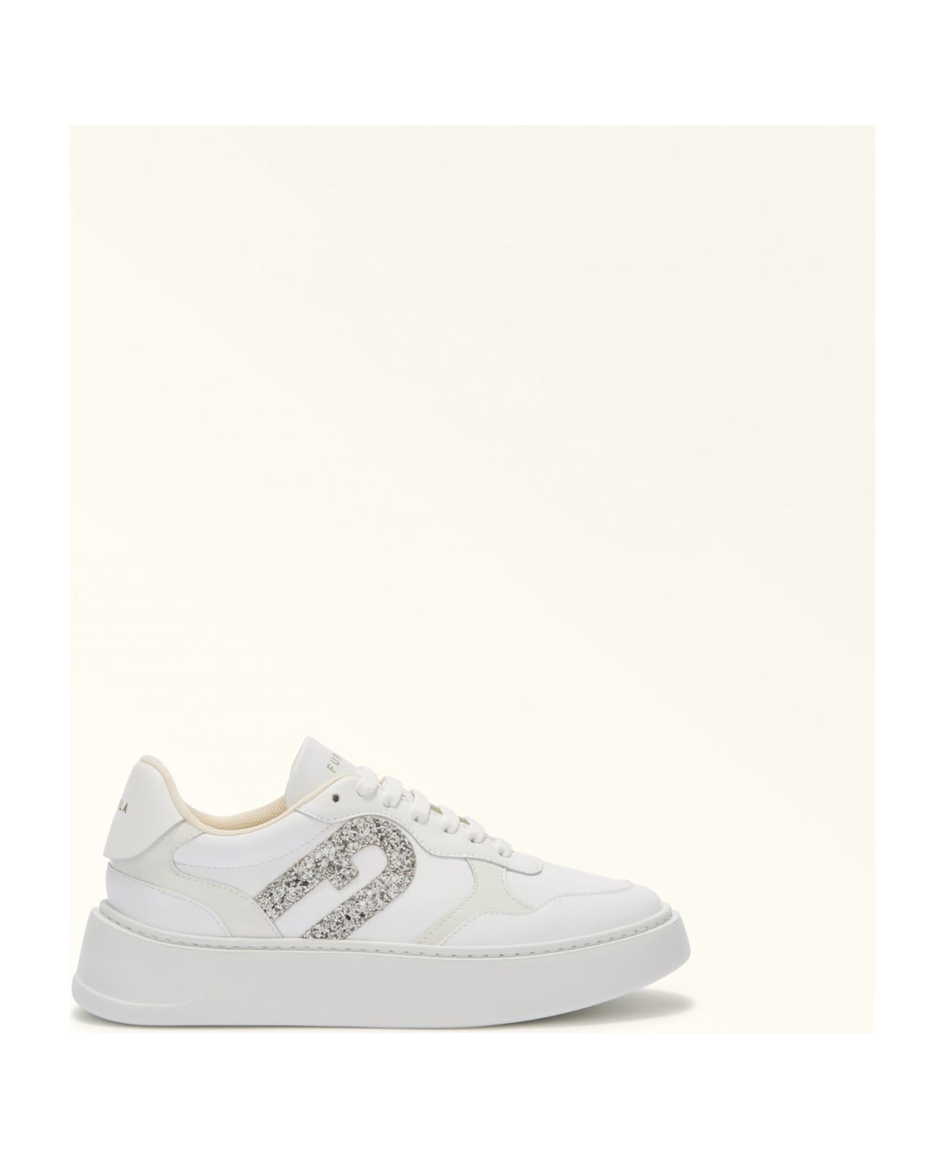 Furla Leather Sneakers White Color - Talc