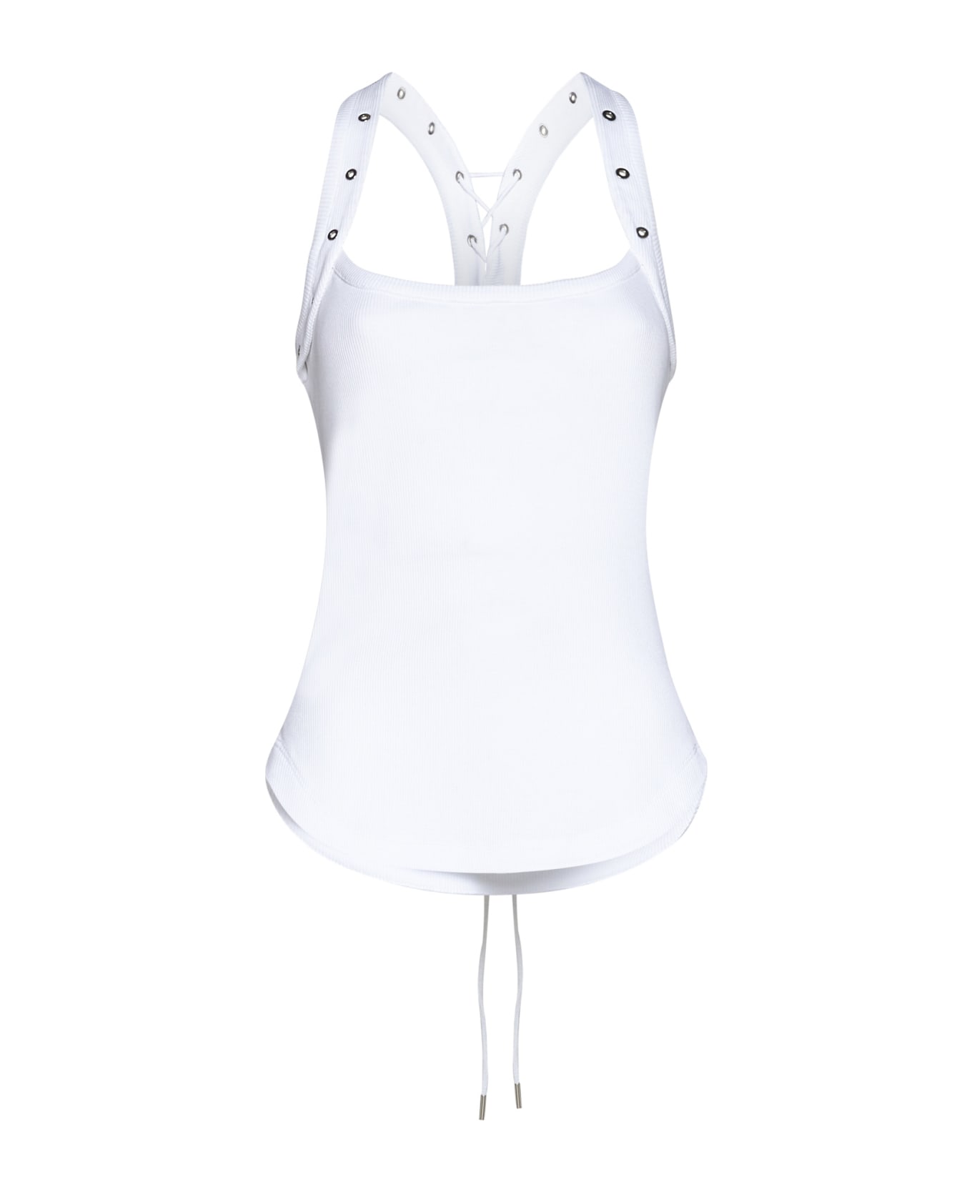 The Attico Ribbed Knit Cotton Tank Top - White