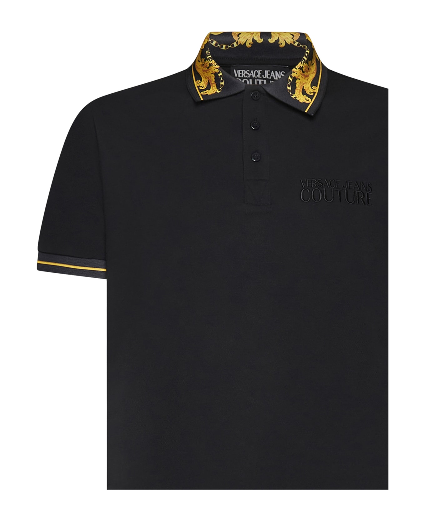 Versace Jeans Couture Baroque-pattern Polo Shirt - black ポロシャツ