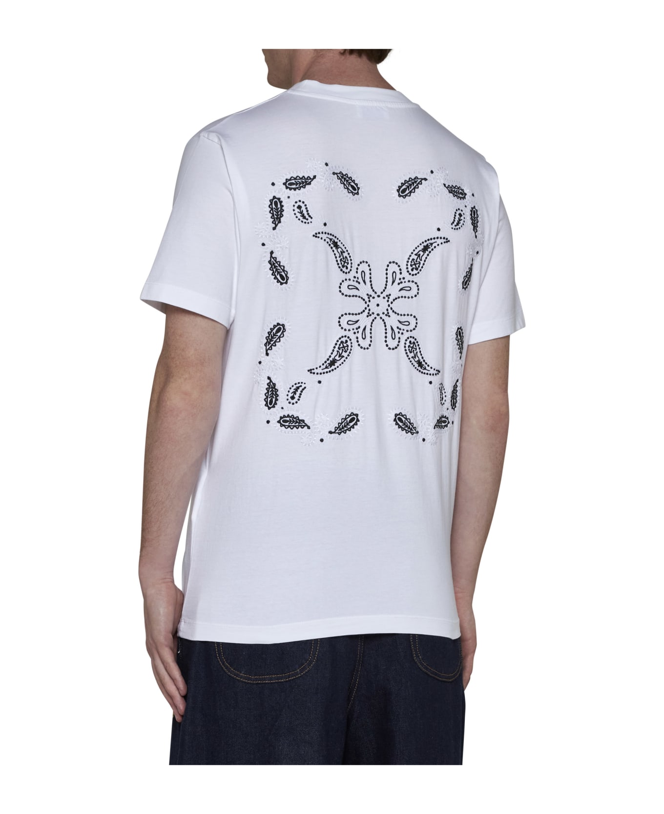 Off-White Off White Logo Printed Crewneck T-shirt - White Black シャツ