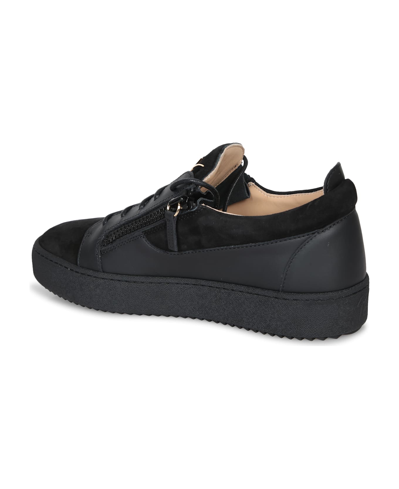 Giuseppe Zanotti Zip Logo Black-gold Sneakers - Black