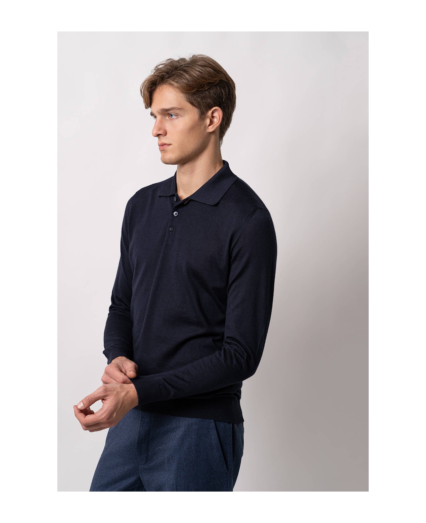 Larusmiani Long Sleeve Polo Coppa Europa Sweater - Blue