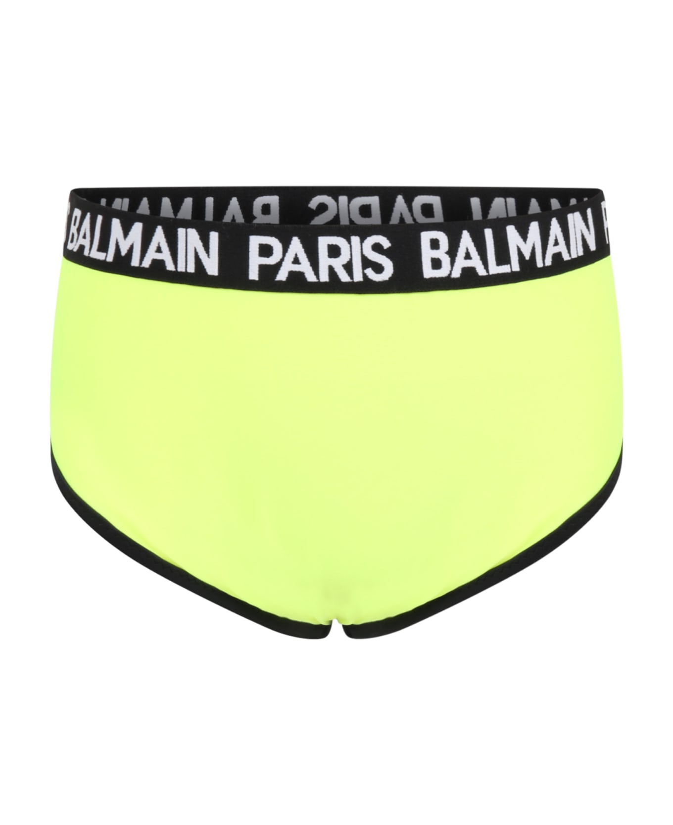 Balmain Neon Yellow Swimsuit For Boy With Logos - Yellow