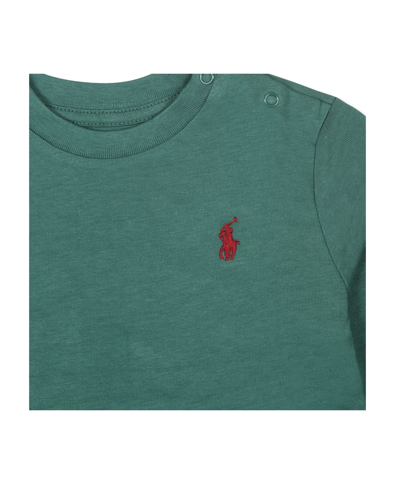 Ralph Lauren Green T-shirt For Baby Boy With Horse - Green