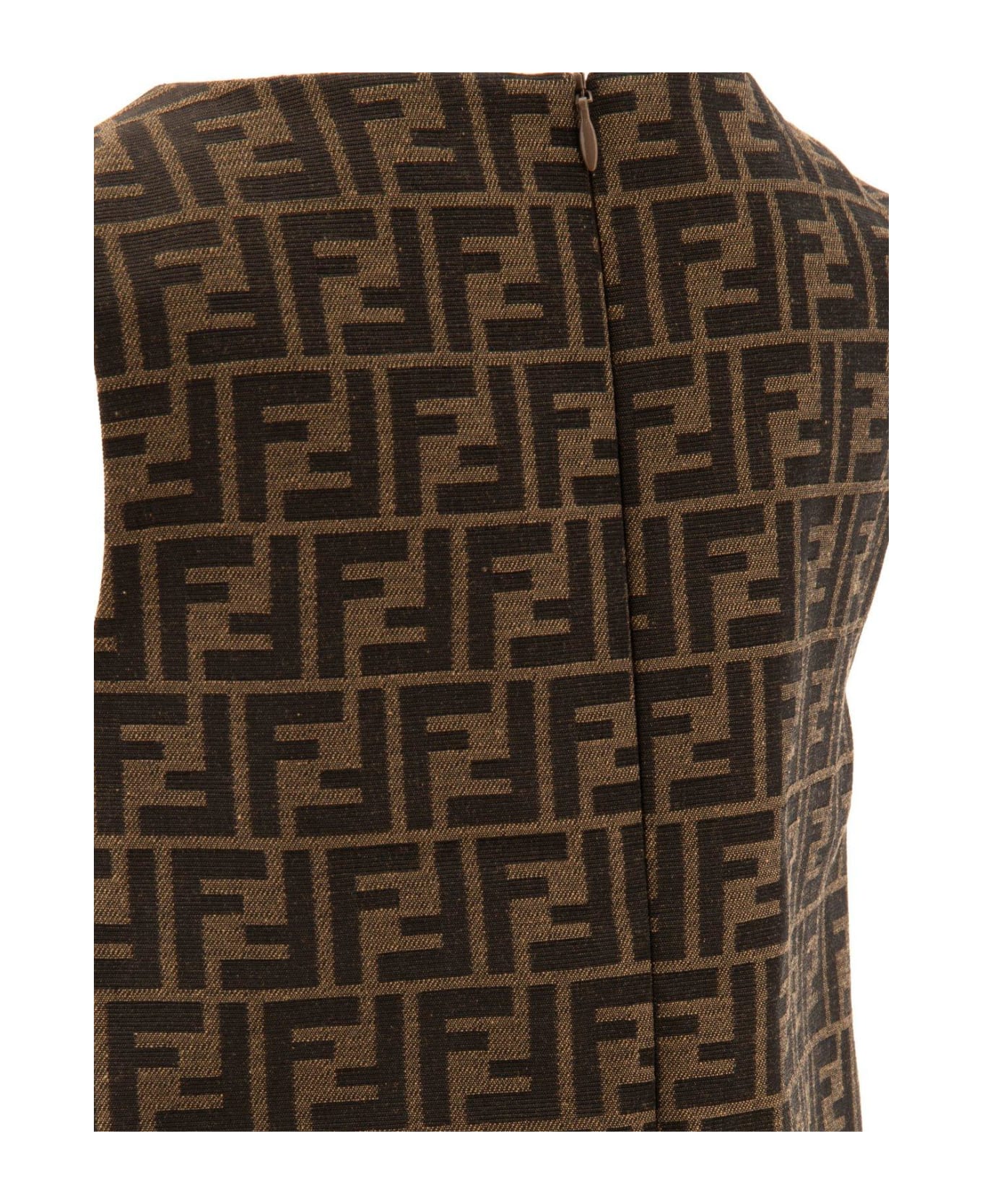 Fendi Logo Embroidered Sleeveless Dress - Zucca