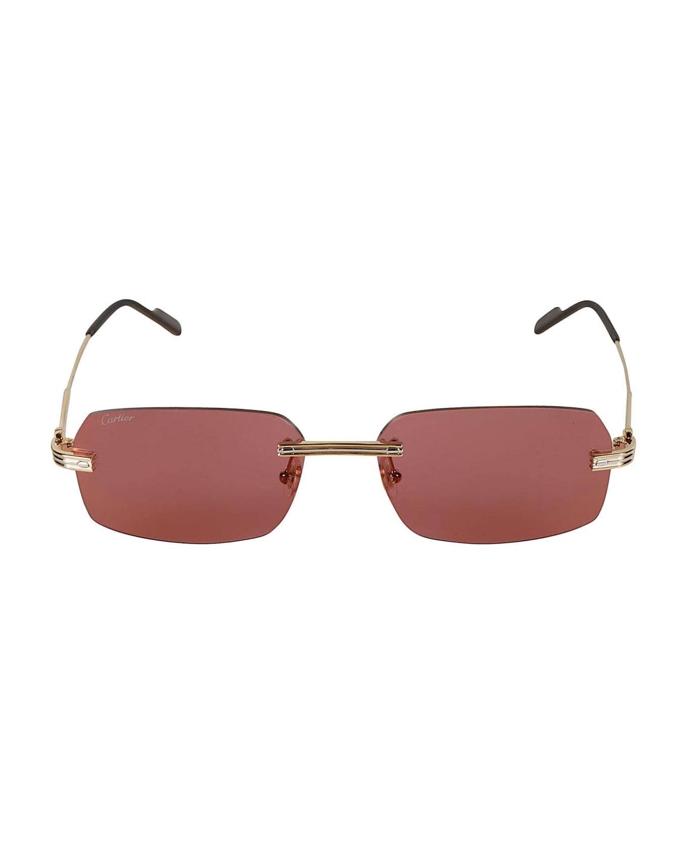 Cartier Eyewear Rectangular Sunglasses Sunglasses - Gold/Red