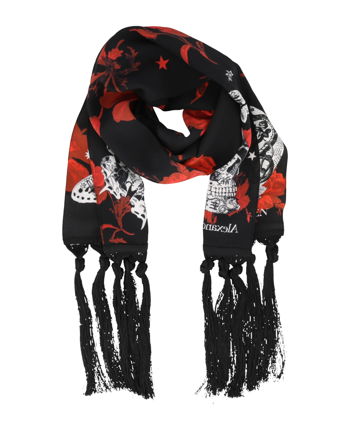 Alexander McQueen Tattoo Skull Skinny Stole - Black