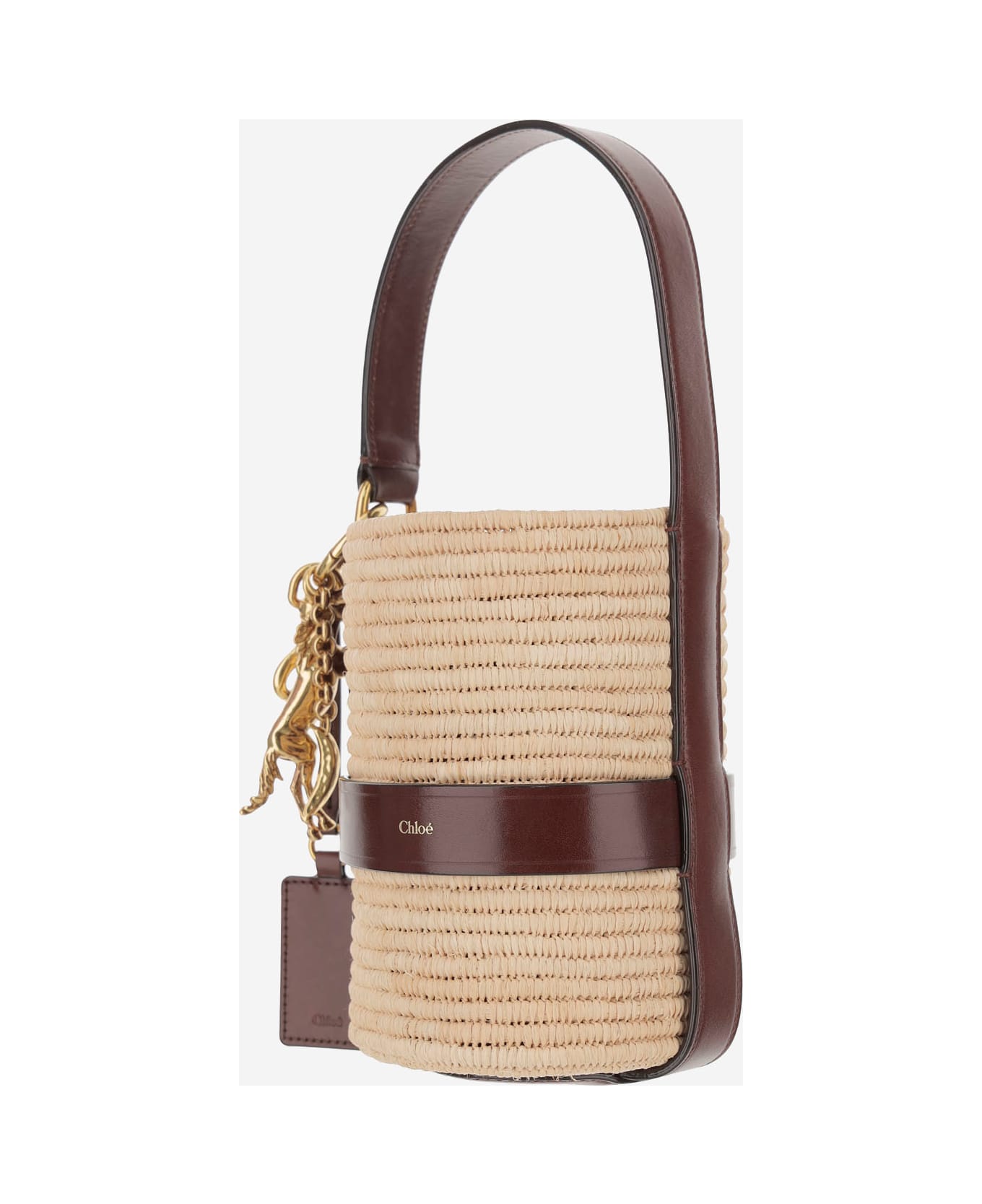 Chloé Kerala 25 Bag In Raffia And Leather - Natural
