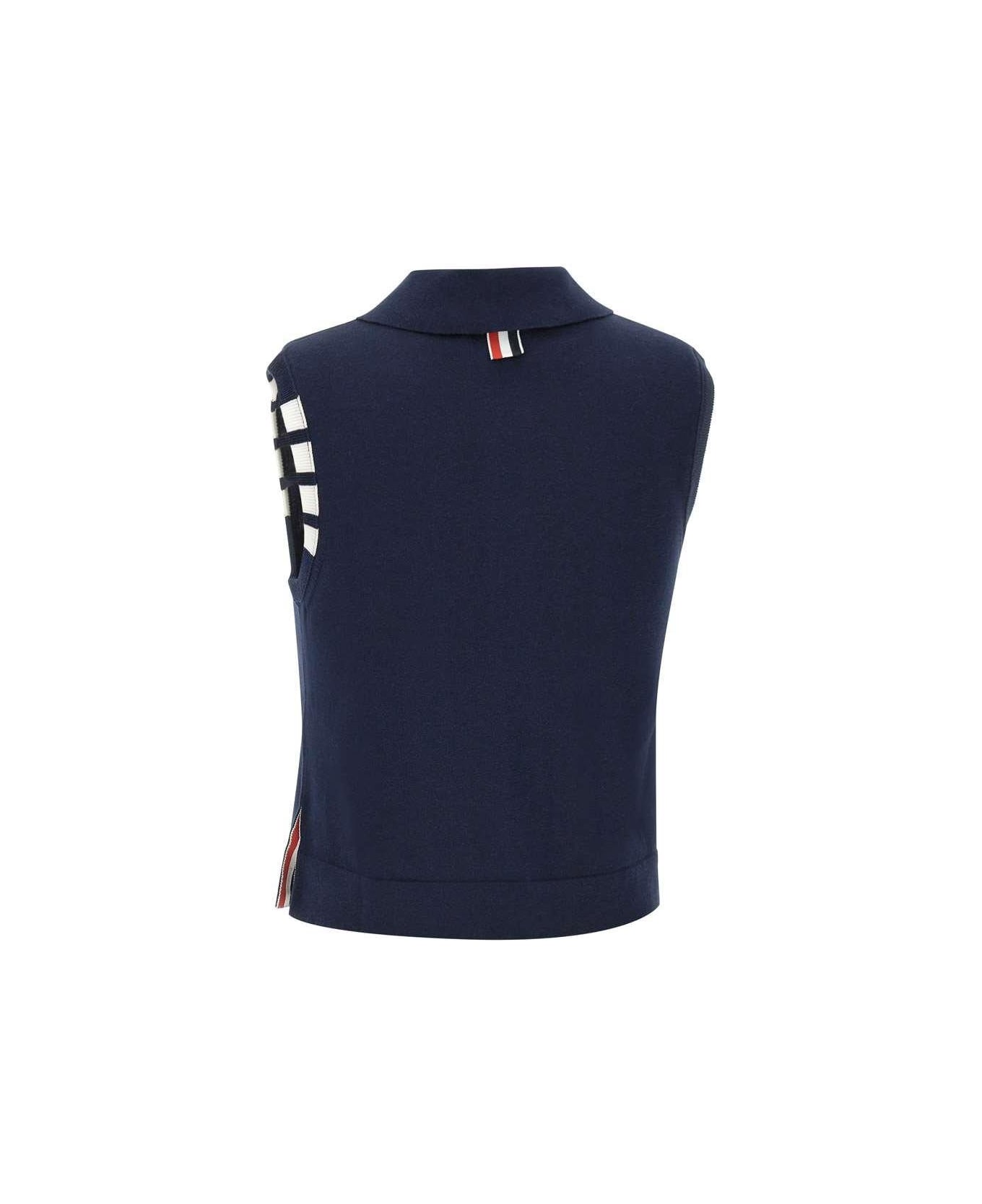 Thom Browne 4-bar Buttoned Vest - navy