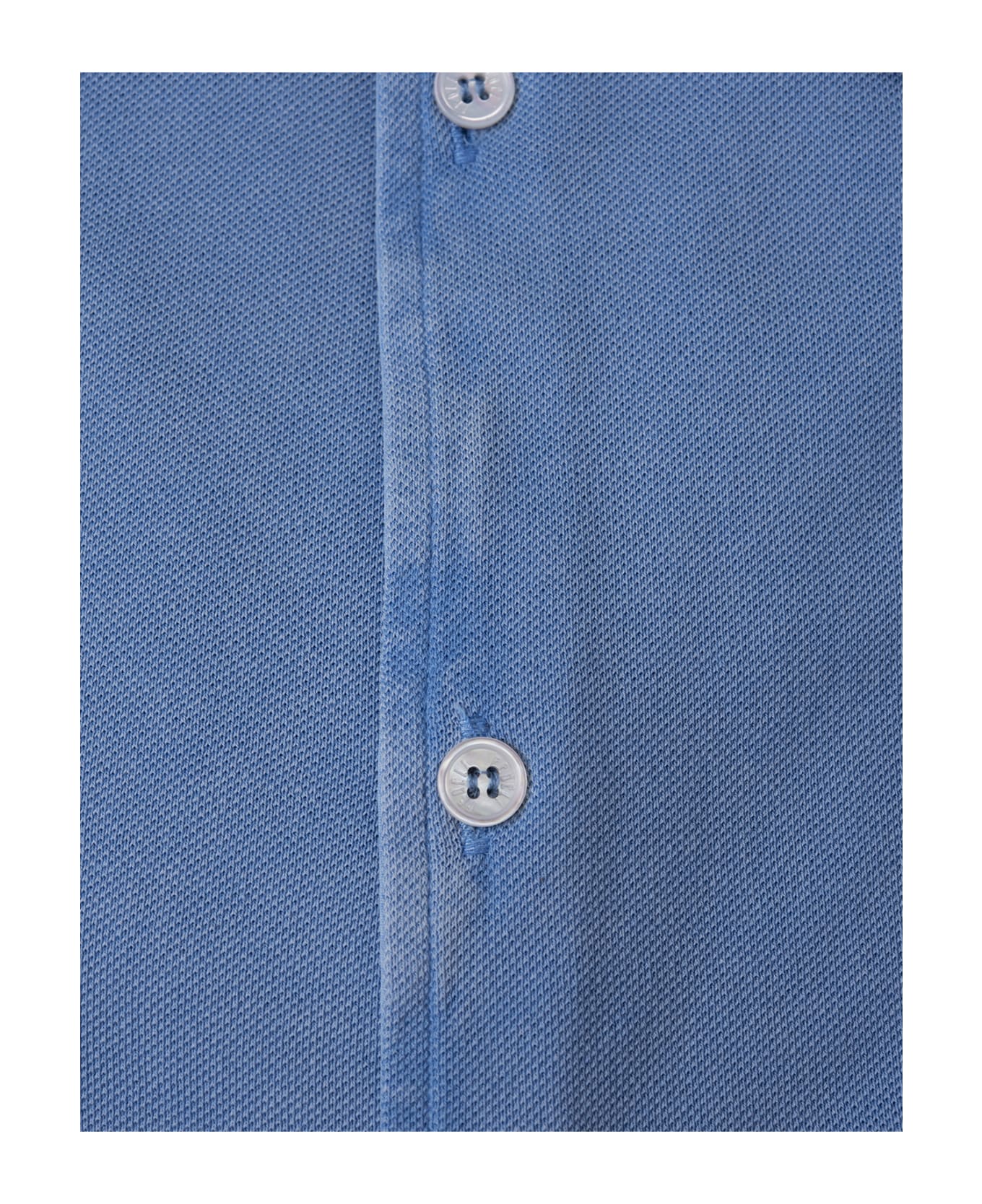 Fedeli Teorema Shirt In Cerulean Blue Cotton Piqué - Blue シャツ