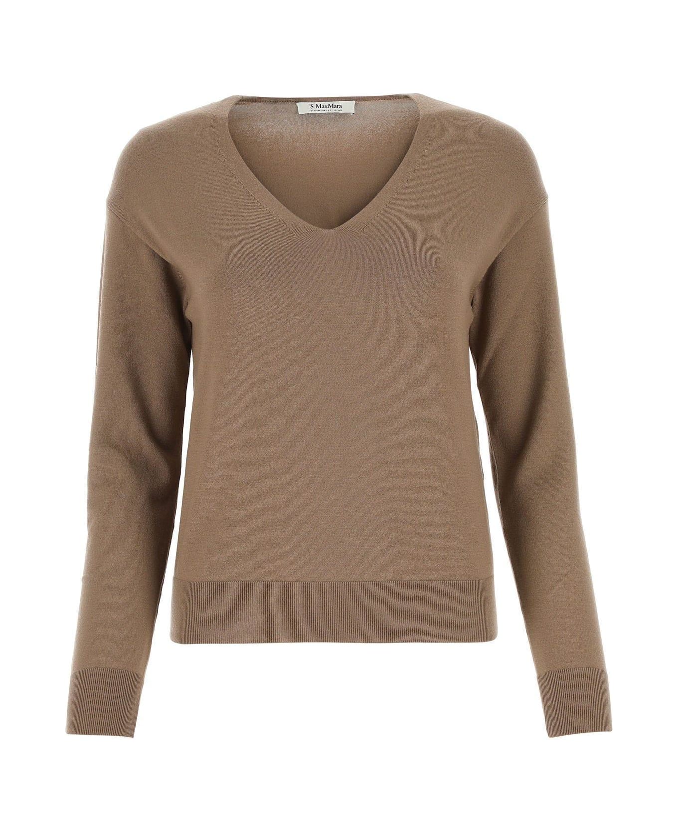 'S Max Mara Camel Stretch Wool Blend Alghero Sweater - Cammello