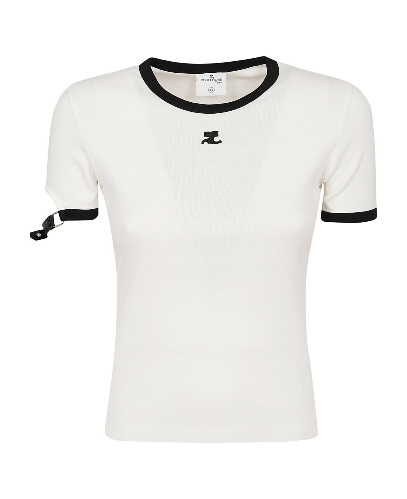 Courrèges Buckle Contrast T-shirt - Heritage White Black