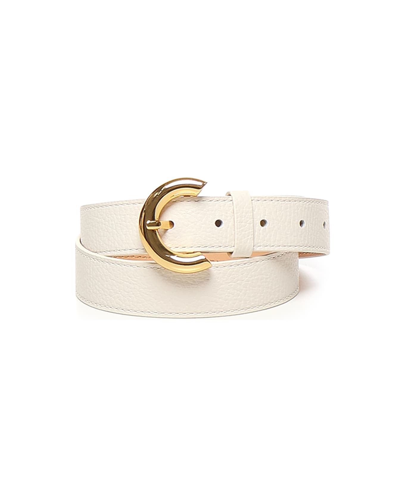Coccinelle Leather Belt With Grain - White