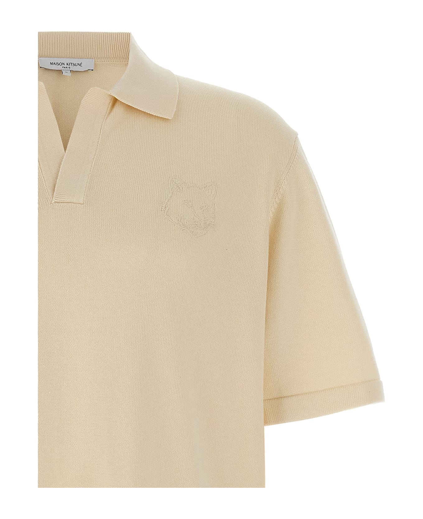 Maison Kitsuné 
bold Fox Head
 Polo Shirt - Beige