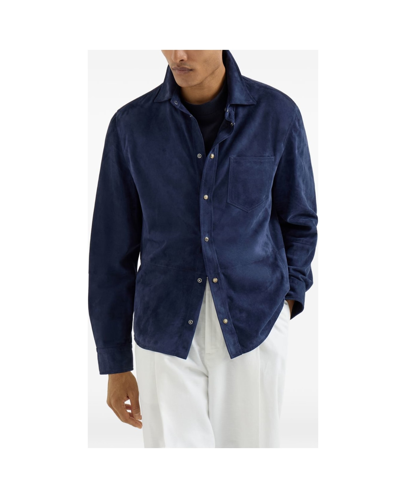 Brunello Cucinelli Leather Shirt - Blue