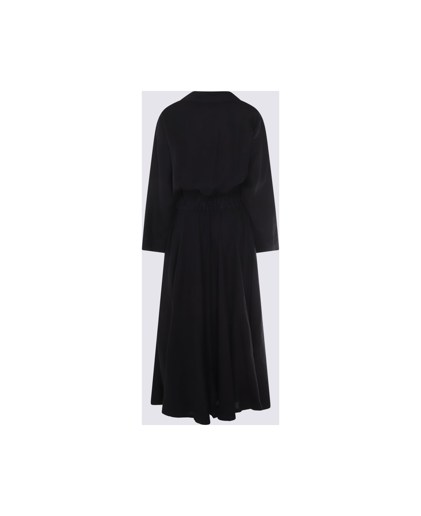 Malo Black Linen Maxi Dress