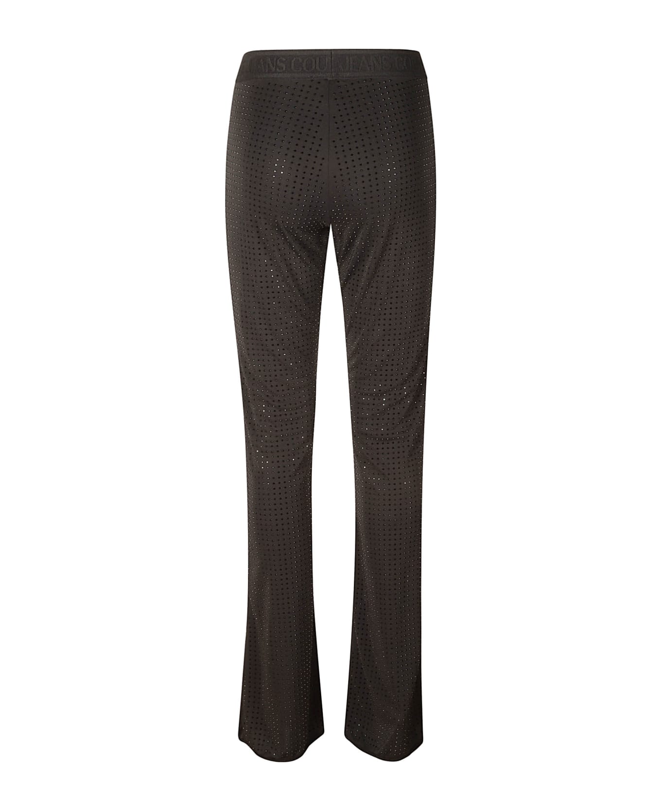 Versace Jeans Couture Elastic Logo Waist Embellished Trousers - Black
