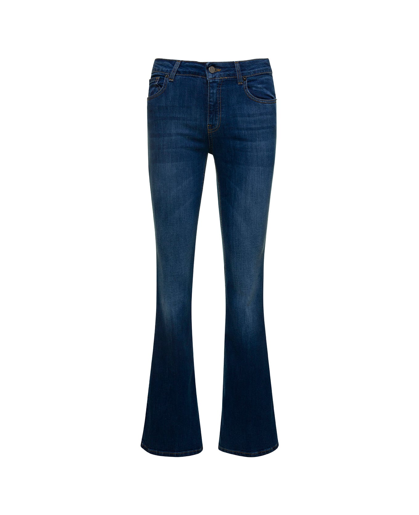 Douuod Blue Medium Ride Flared Jeans In Stretch Cotton Denim Woman - Blu