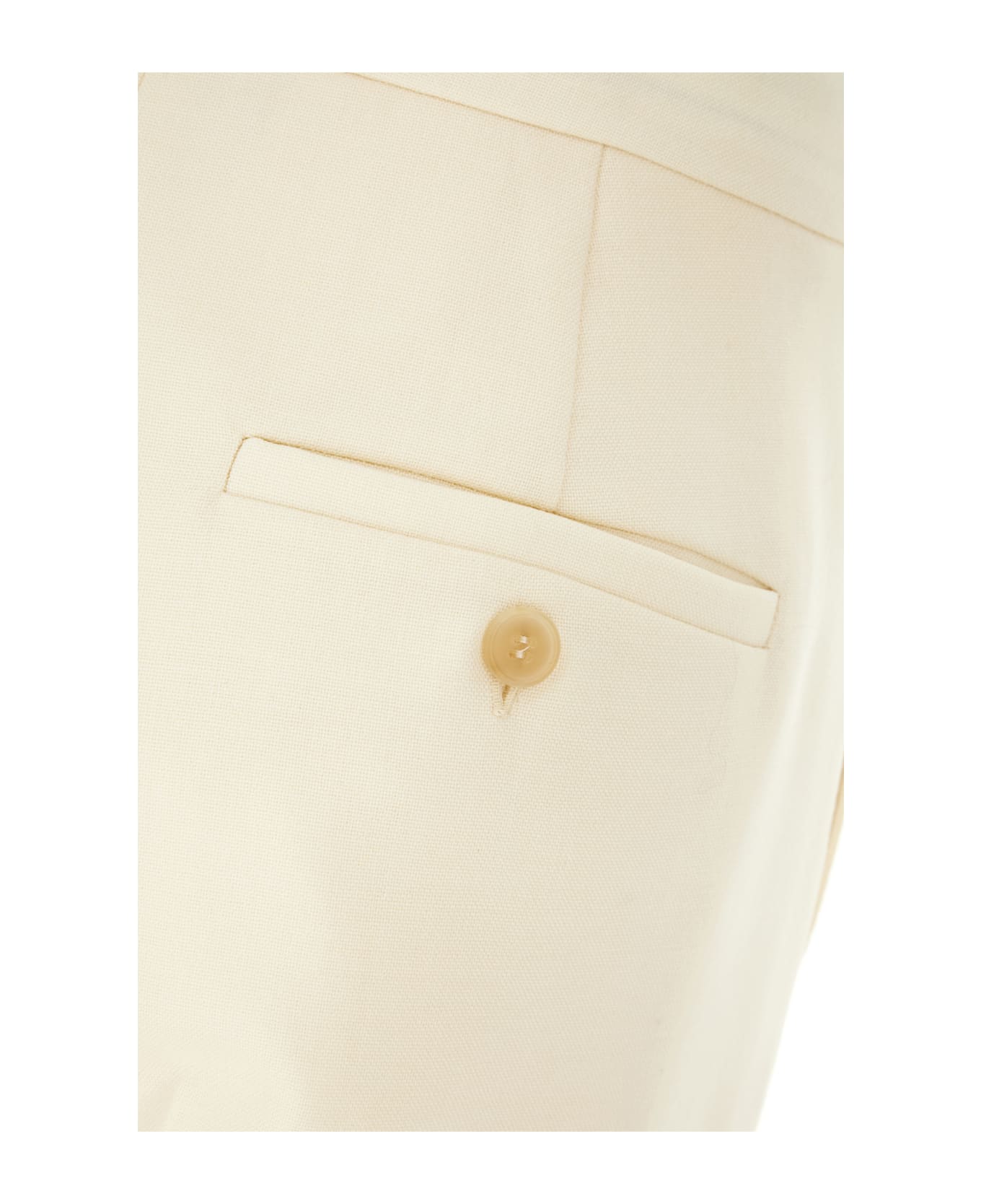 Max Mara Pastel Yellow Wool Blend Pants - BIANCO AVORIO