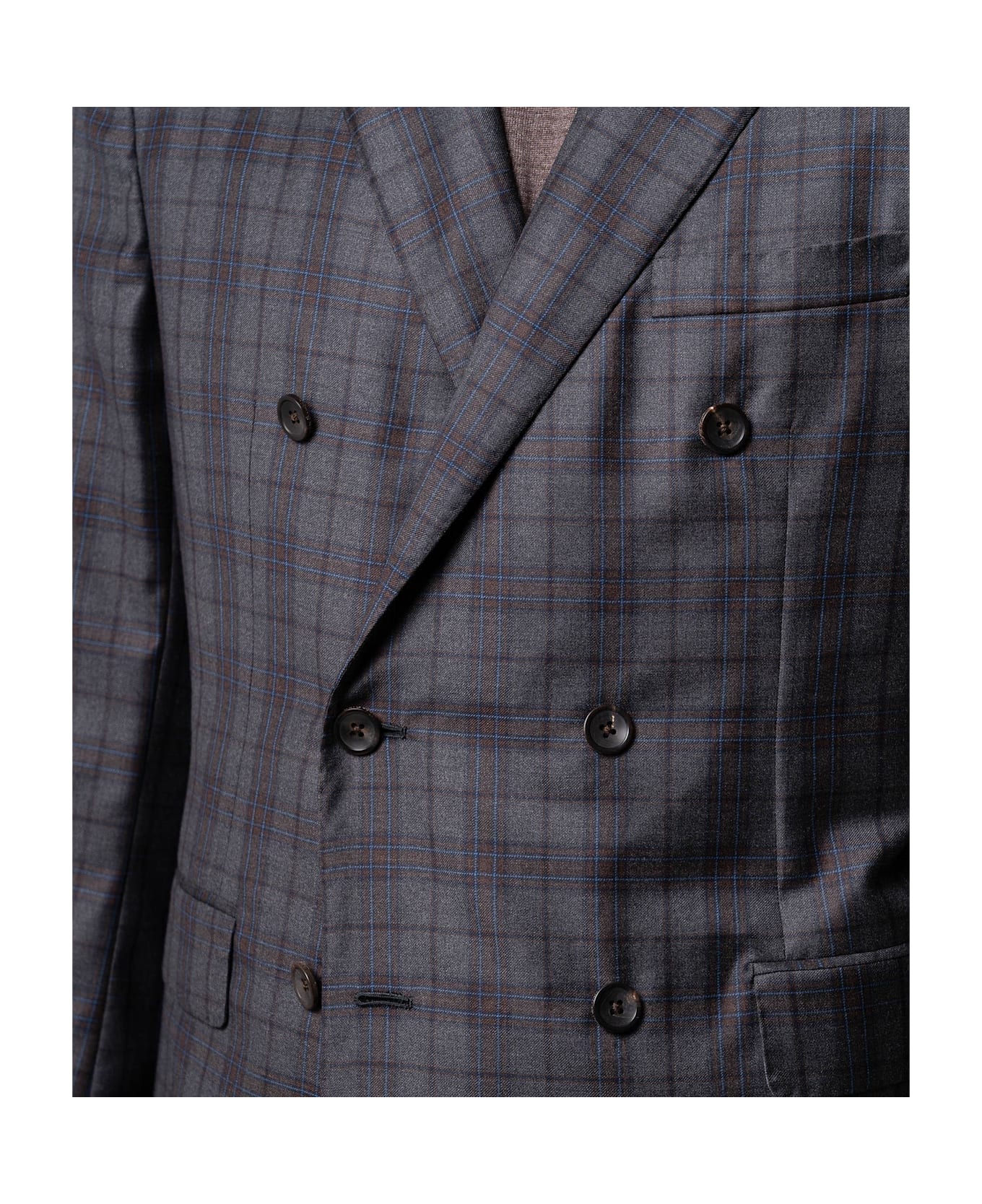 Larusmiani Double-breasted Tailored Suit Cork Suit - DimGray