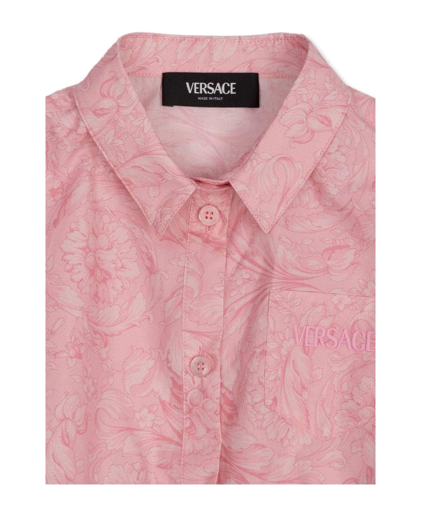 Versace Barocco Short-sleeved Cropped Shirt - Rosa