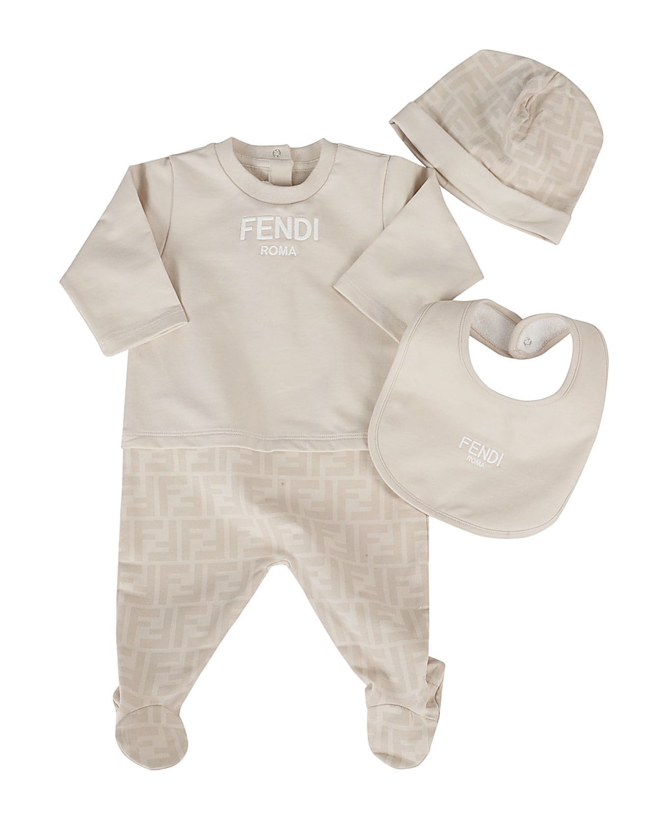 Fendi Kit Tutina Ff - Beige Baby
