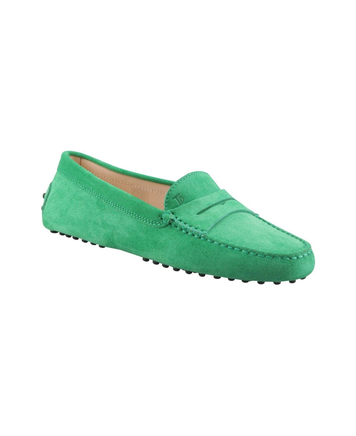 Tod's Gommino Pebbled Slip-on Loafers - Verde フラットシューズ