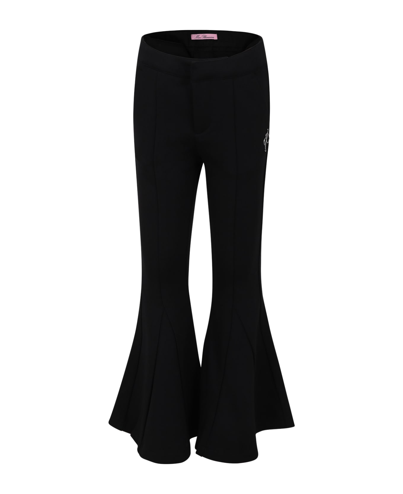 Blumarine Bblack Trousers For Girl With Logo - Black