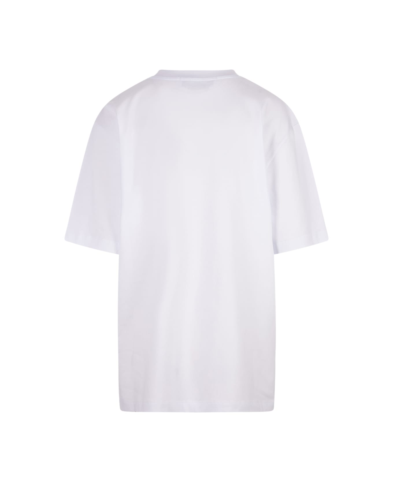 MSGM White T-shirt With Floral College Logo - White Tシャツ