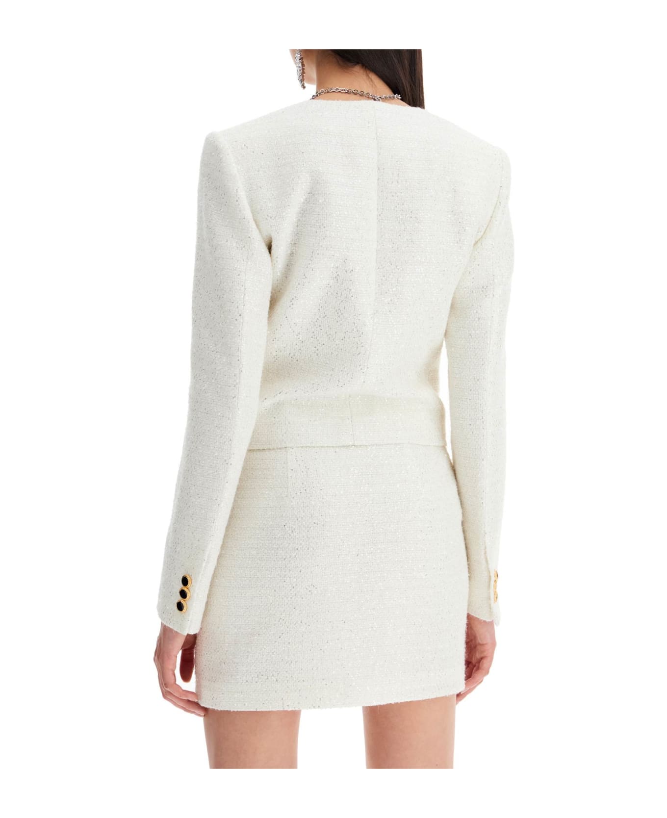 Alessandra Rich Tweed Jacket With Sequins Embell - WHITE (White)