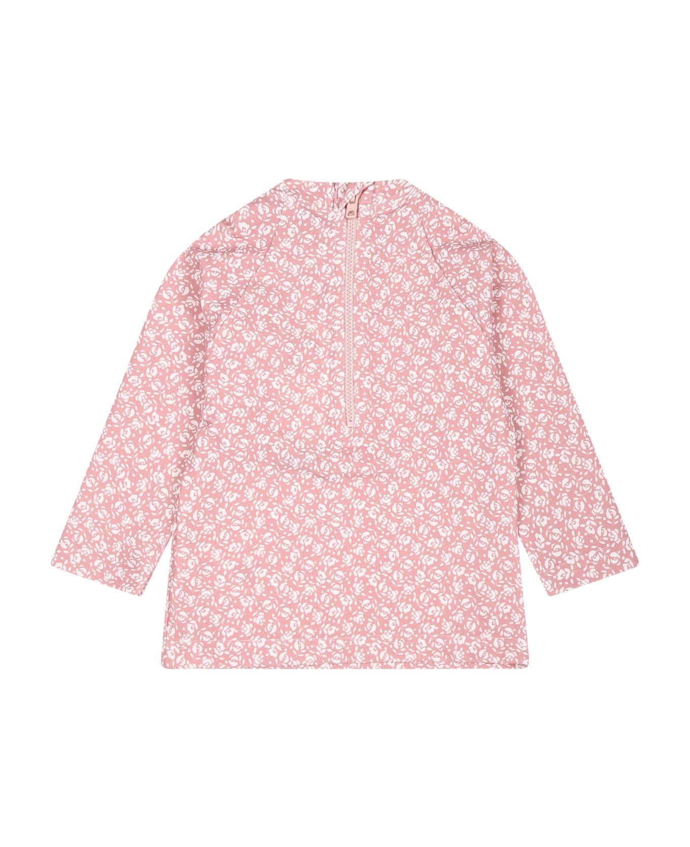 Petit Bateau Pink Anti Uv T-shirt For Baby Girl With Flowers Print - Pink