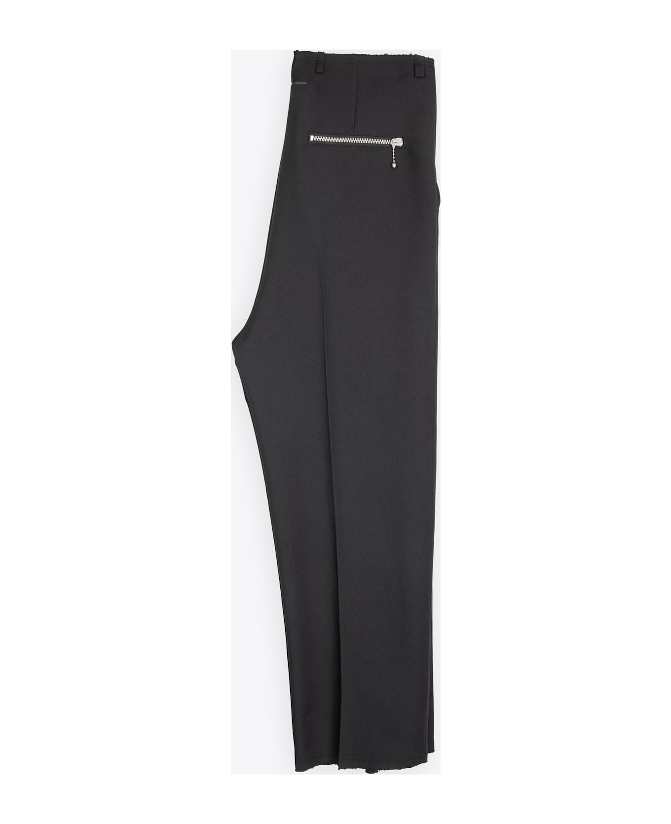 MM6 Maison Margiela Pantalone Black wool blend twill pant with zippered ankle - Nero