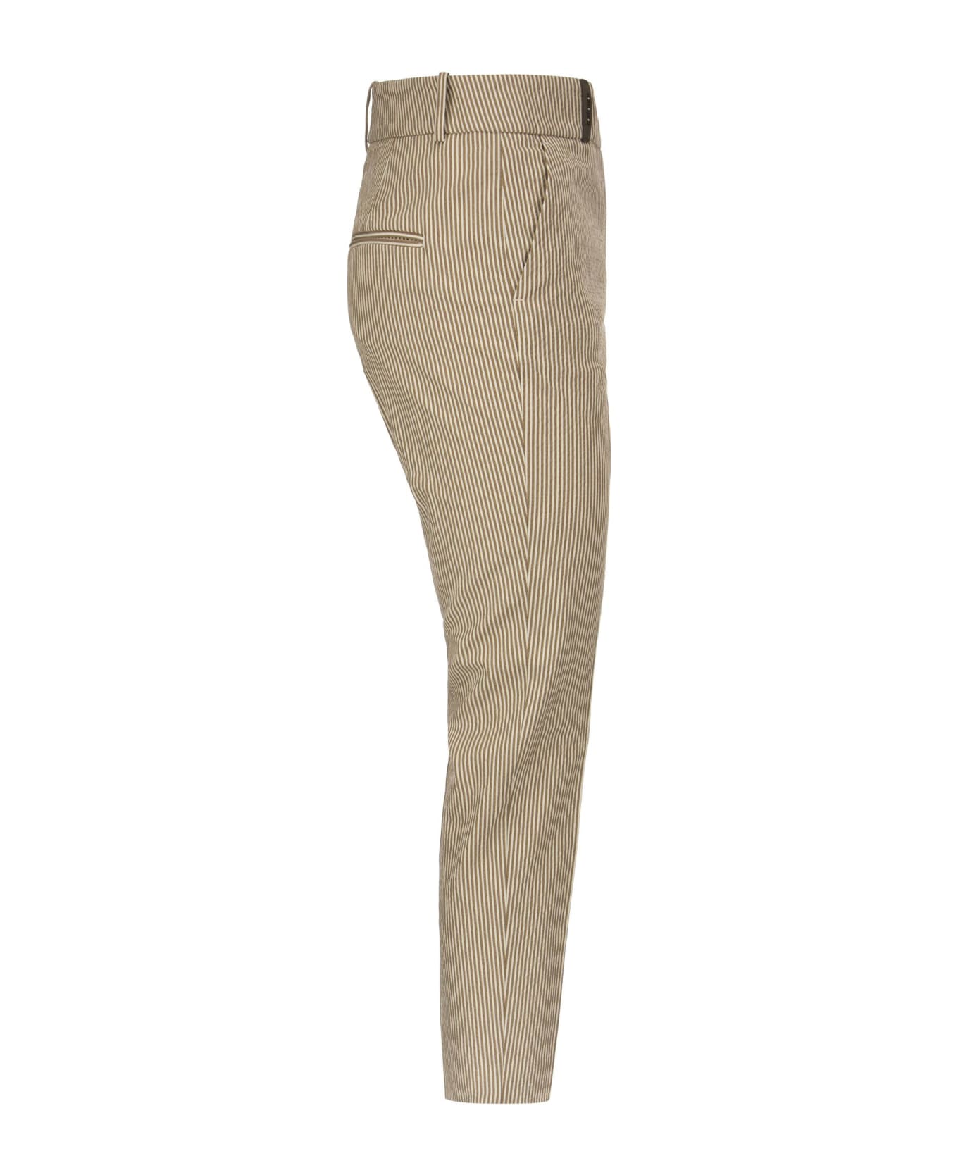 Peserico Techno Trousers In Pinstripe Stretch Cotton - Dove Grey