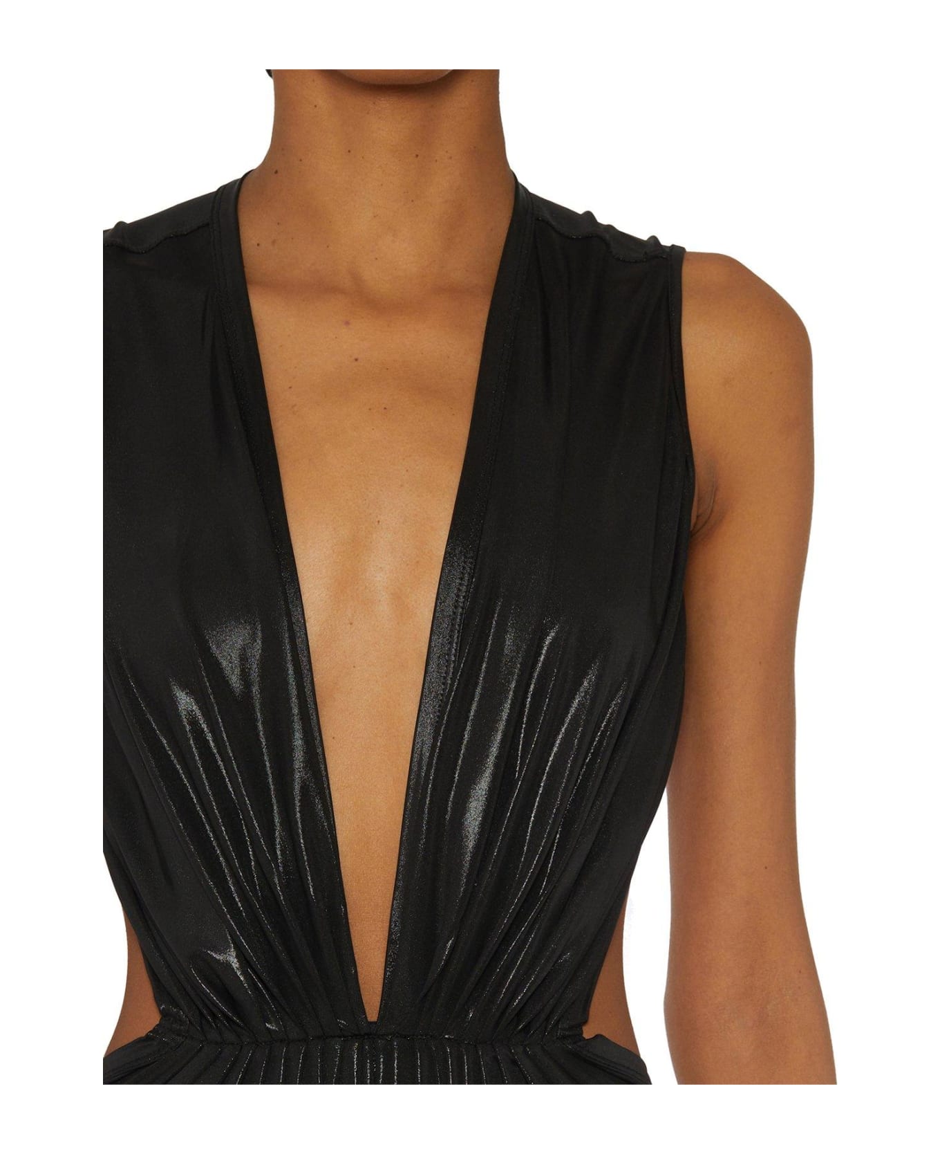 Rick Owens Lilies Plunge-neck Ruched Sleeveless Jumpsuit - Black