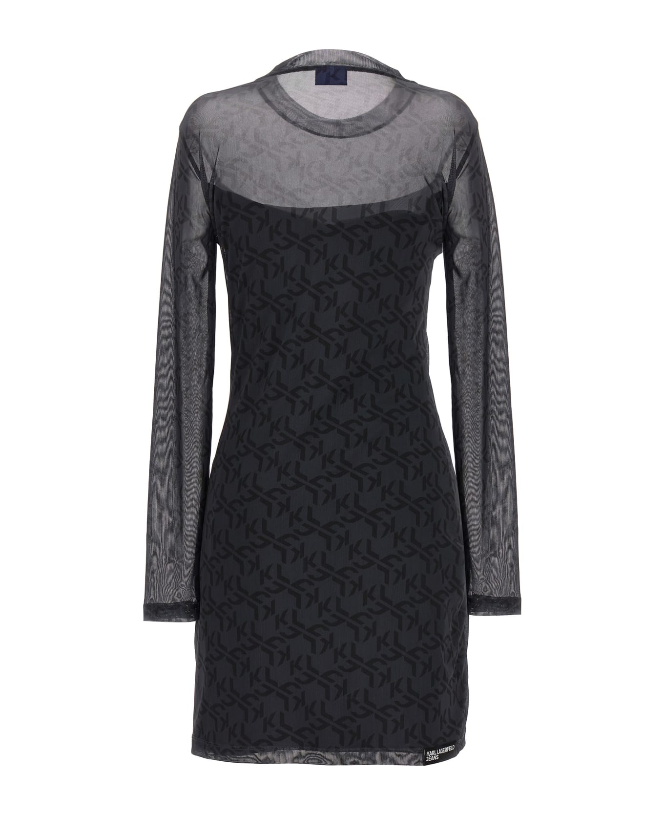 Karl Lagerfeld 'mesh Monogram' Dress - Black  
