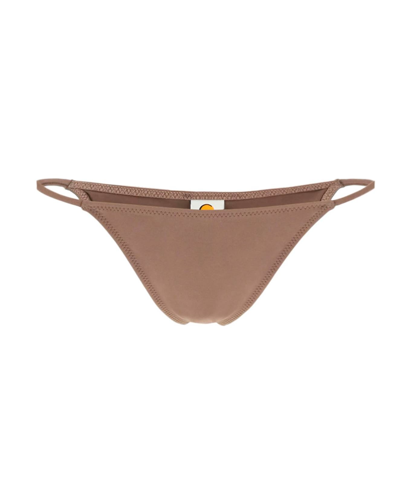 Stretch cotton poplin shirt with Shiny Tab Rio Bikini Bottom - DRIFTWOOD (Brown)