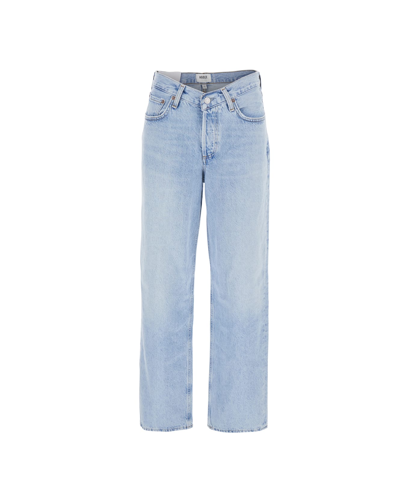 AGOLDE Blue Jeans With Wide Leg And Logo Patch On The Rear In Denim Woman - Clear Blue