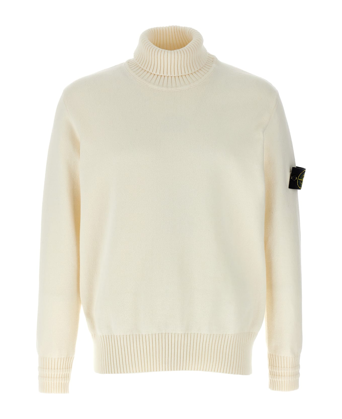 Stone Island Logo Badge Turtleneck Sweater - Neutro