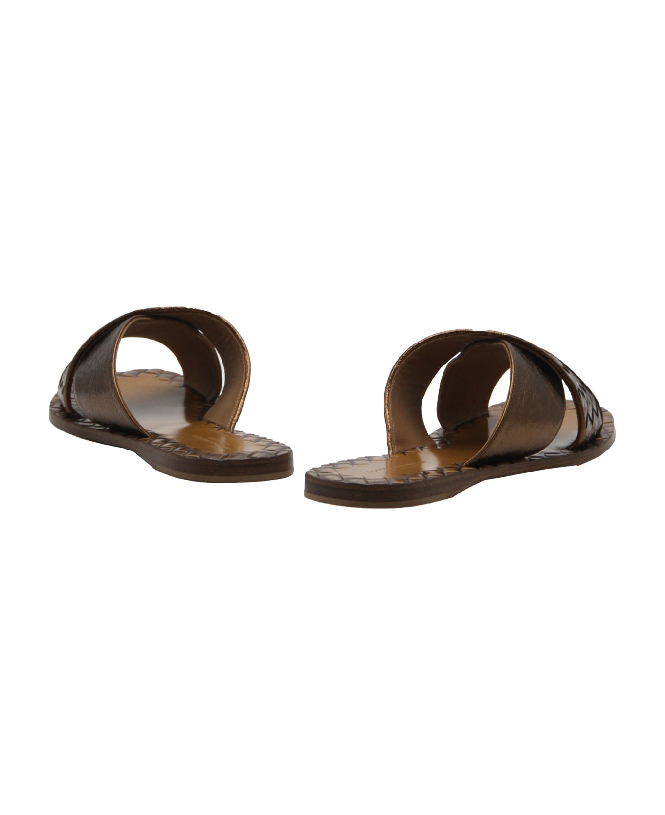 Bottega Veneta Leather Flat Sandals - Bronze