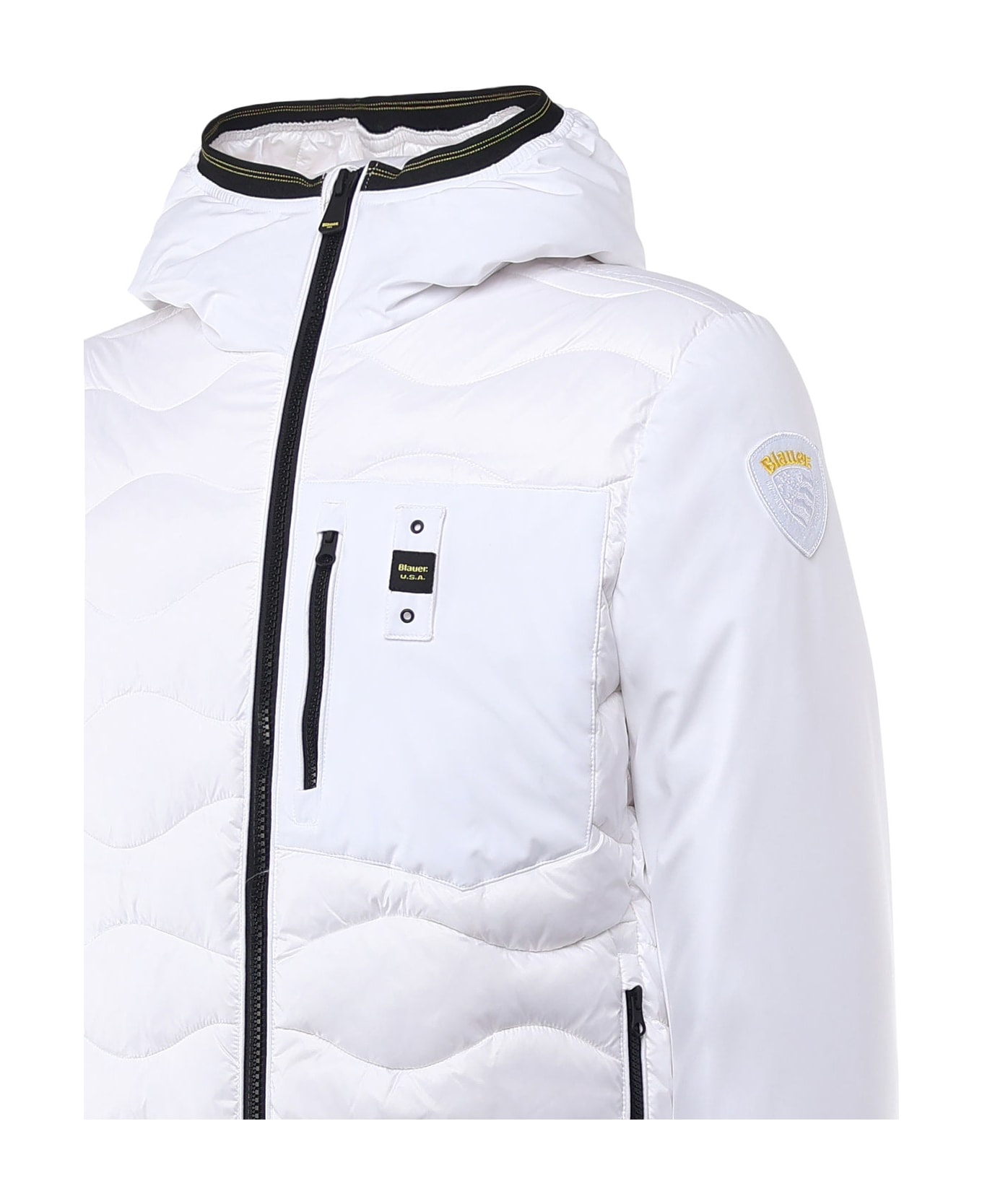 Blauer Mixed Fill Quilted Jacket Albert - White