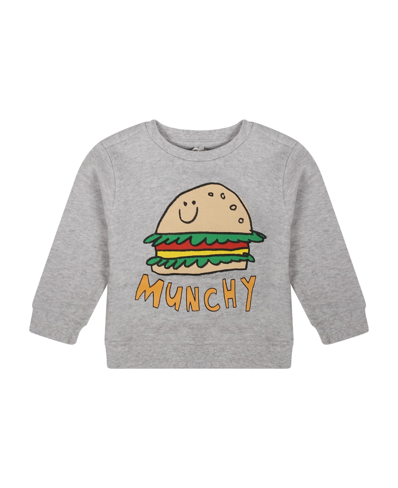 Stella McCartney Kids Grey Sweatshirt For Baby Boy With Hamburger Print - Grey ニットウェア＆スウェットシャツ