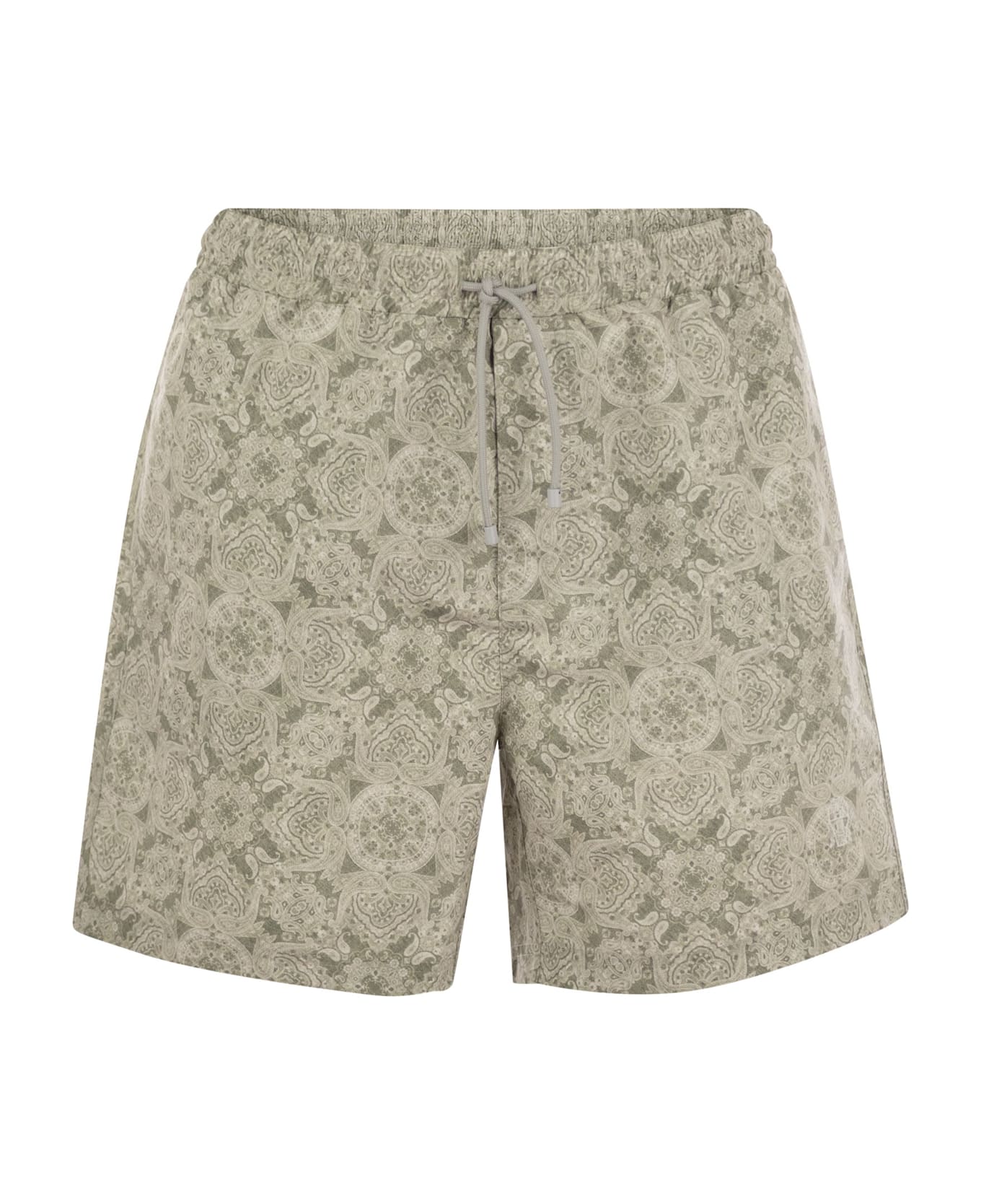 Brunello Cucinelli Beach Swimsuit With Paisley Design - Khaki