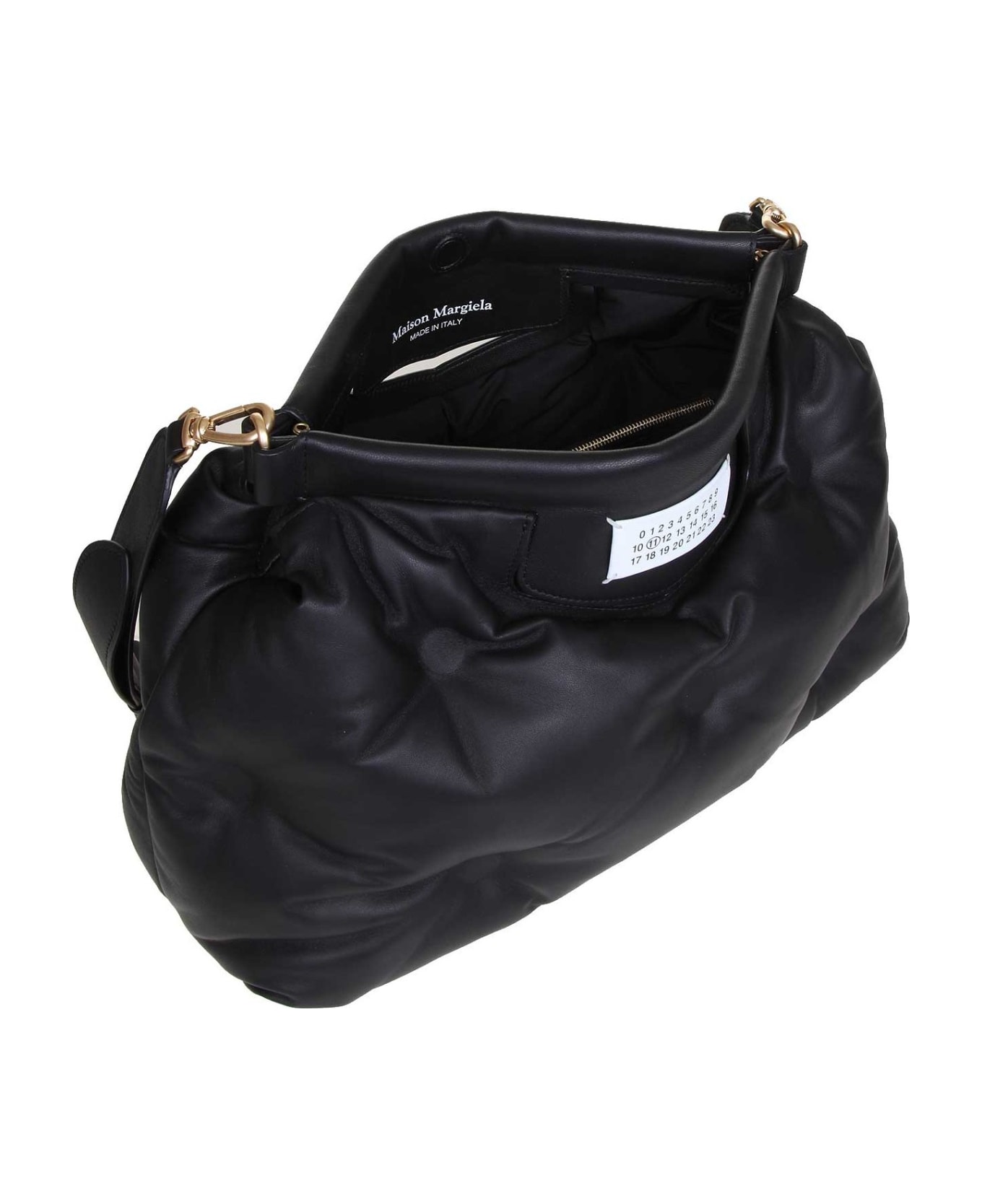 Maison Margiela Glam Slam Handbag In Soft Black Leather - Black