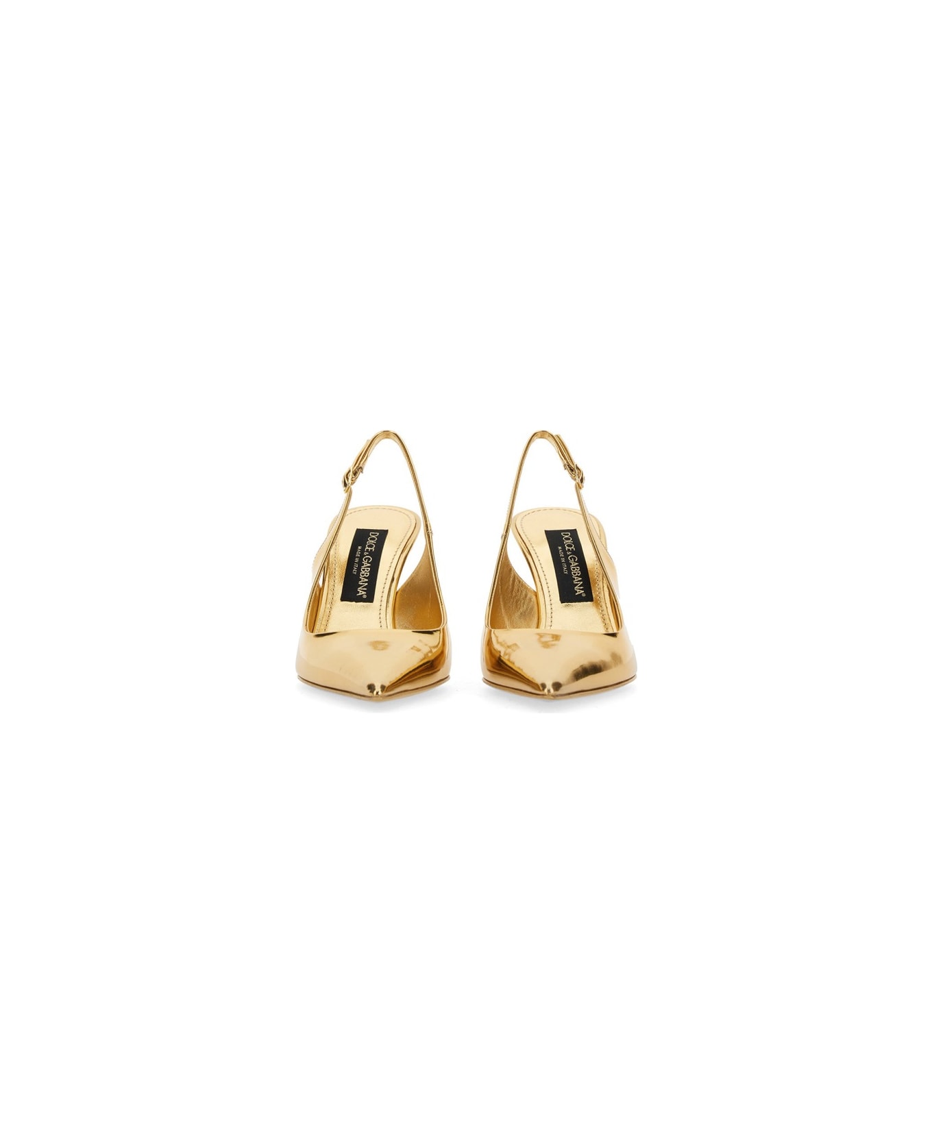 Dolce & Gabbana Leather Sling Back - GOLD